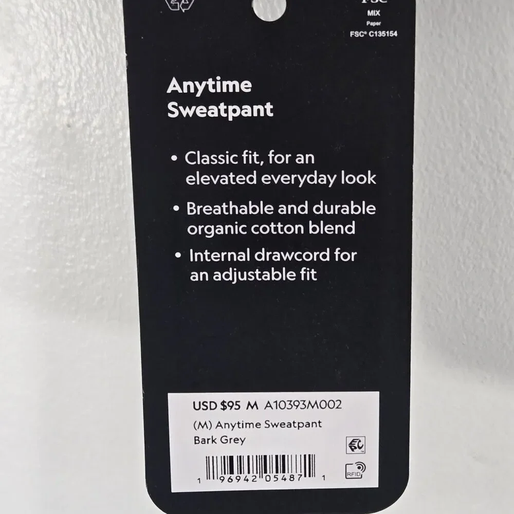 Allbirds Men's Size Medium Anytime‎ Sweatpant Bark Grey NWT
